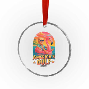Americas Gulf Est 2025 Crystal Glass Ornament Funny Trump Flamingo Float Patriotic Beach TS02 Print Your Wear