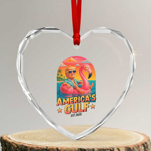 Americas Gulf Est 2025 Heart Crystal Glass Ornament Funny Trump Flamingo Float Patriotic Beach TS02 Transparent Glass 3'' Heart Print Your Wear