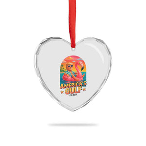 Americas Gulf Est 2025 Heart Crystal Glass Ornament Funny Trump Flamingo Float Patriotic Beach TS02 Print Your Wear