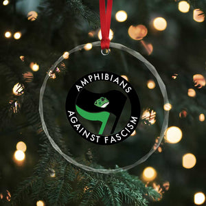 Amphibians Against Fascism Crystal Glass Ornament Anti-Fascist Frog Logo Portland Protest TS02 Print Your Wear