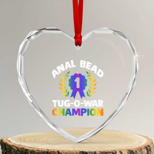 Anal Bead Tug O War Champion Funny Offensive Heart Crystal Glass Ornament Inappropriate Adult Humor Rainbow TS02 Transparent Glass 3'' Heart Print Your Wear