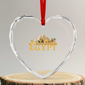 Ancient Egypt Pyramids Sphinx Graphic Heart Crystal Glass Ornament Vintage Egypt Anubis History Buff Travel Souvenir TS02 Transparent Glass 3'' Heart Print Your Wear