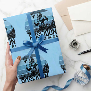 Ancient Greek Mythology Poseidon Dartist Wrapping Paper Roll Dart King Of The Sea Trident TS12 Light Blue Print Your Wear