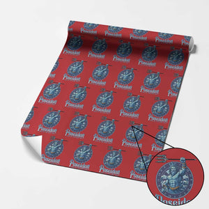 Ancient Greek Mythology Poseidon Dartist Wrapping Paper Roll God Of The Dart Sea Trident TS12 Red Print Your Wear