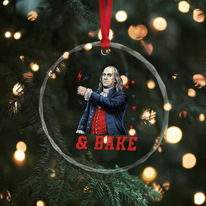 And Bake Funny Benjamin Franklin Patriotic Graphic Matching Crystal Glass Ornament Vintage Founding Father Distressed Stars and Lightning Bolts Dynamic Duo TS02 Print Your Wear