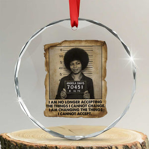 Angela Davis Inspirational Quote Crystal Glass Ornament Black History Melanin TS14 Transparent Glass 3'' Circle Print Your Wear