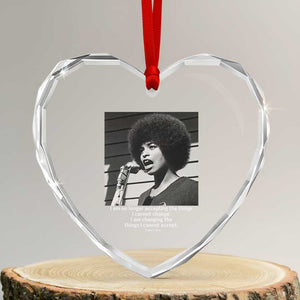 Angela Davis Inspirational Quote Heart Crystal Glass Ornament Black History African Pride Power TS14 Transparent Glass 3'' Heart Print Your Wear