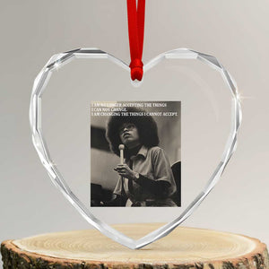 Angela Davis Inspirational Quote Heart Crystal Glass Ornament Black History Month TS14 Transparent Glass 3'' Heart Print Your Wear