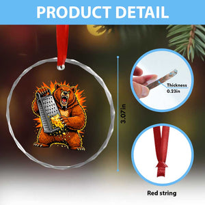 Angry Bear Grating Cheese Grater Hater Fierce Graphic Crystal Glass Ornament TS02 Print Your Wear