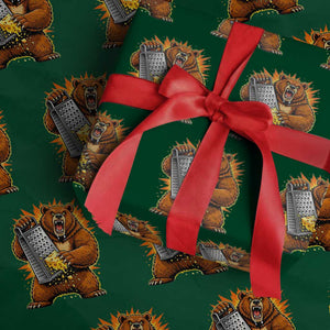 Angry Bear Grating Cheese Grater Hater Fierce Graphic Wrapping Paper Roll TS02 Green Print Your Wear