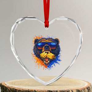 Angry Bear Lets Eat Cheese Heart Crystal Glass Ornament CFB Game Day Sport Fan TS10 Transparent Glass 3'' Heart Print Your Wear
