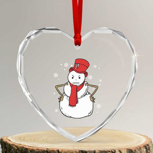Angry Snowman Funny Xmas Heart Crystal Glass Ornament TS09 Transparent Glass 3'' Heart Print Your Wear