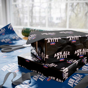 Ann Ale Ayiti Collegiate Athletic Sport Style Wrapping Paper Roll Let's Go Haiti Haitian Flag and Coat of Arms Pride