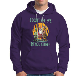 Anti Christmas Hoodie I Don't Believe In You Either Santa Reindeer Alien TS09 Purple Printyourwear
