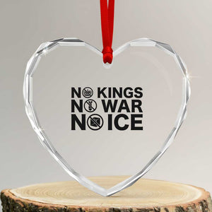 Anti Monarchy Political Heart Crystal Glass Ornament No Kings No Wars No Ice TS12 Transparent Glass 3'' Heart Print Your Wear