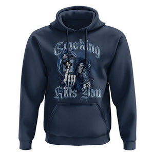 Anti Smoking Hoodie Smoking Kills You Skeleton Death TS09 Navy Print Your Wear