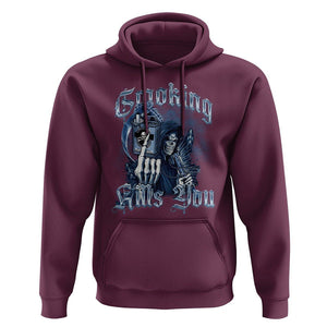 Anti Smoking Hoodie Smoking Kills You Skeleton Death TS09 Maroon Print Your Wear