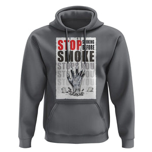 Anti Smoking Hoodie Stop Smoking Before Smoke Stops You TS09 Charcoal Print Your Wear
