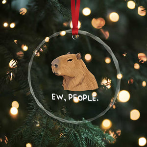 Anti Social Capybara Meme Crystal Glass Ornament Ew People Sarcastic Funny Introvert Gift TS02 Print Your Wear