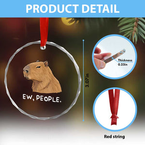Anti Social Capybara Meme Crystal Glass Ornament Ew People Sarcastic Funny Introvert Gift TS02 Print Your Wear
