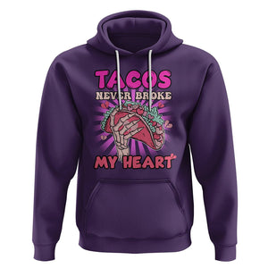 Anti Valentines Day Hoodie Tacos Never Broke My Heart Mexican Food Pink Taco Lover TS02 Purple Printyourwear
