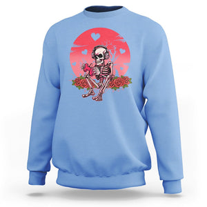 Anti Valentine's Day Sweatshirt Skeleton Gamer Video Game TS09 Carolina Blue Printyourwear