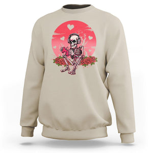Anti Valentine's Day Sweatshirt Skeleton Gamer Video Game TS09 Sand Printyourwear