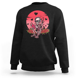 Anti Valentine's Day Sweatshirt Skeleton Gamer Video Game TS09 Black Printyourwear