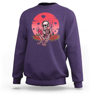 Anti Valentine's Day Sweatshirt Skeleton Gamer Video Game TS09 Purple Printyourwear