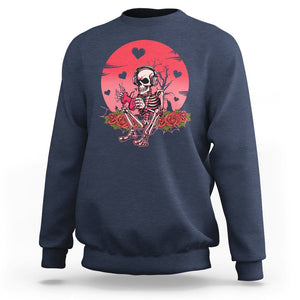 Anti Valentine's Day Sweatshirt Skeleton Gamer Video Game TS09 Navy Printyourwear