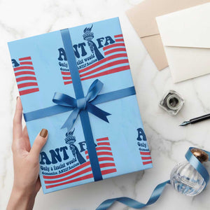 Antifa Fascism Patriotic Wrapping Paper Roll Antifascist Statue of Liberty TS14 Light Blue Print Your Wear