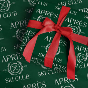 Apres Ski Club 2025 Wrapping Paper Roll Winter Vacation Drinking Party TS11 Green Print Your Wear