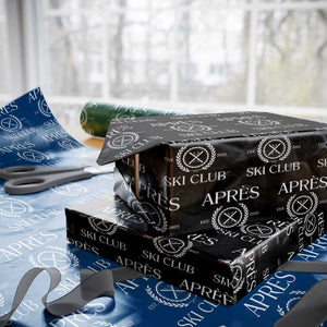 Apres Ski Club 2025 Wrapping Paper Roll Winter Vacation Drinking Party TS11 Black Print Your Wear