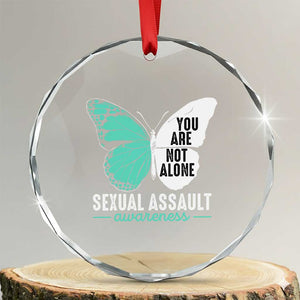 April Sexual Assault Awareness Crystal Glass Ornament Teal Ribbon Flower TS14 Transparent Glass 3'' Circle Print Your Wear