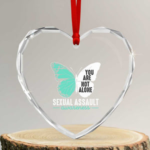 April Sexual Assault Awareness Heart Crystal Glass Ornament Teal Ribbon Flower TS14 Transparent Glass 3'' Heart Print Your Wear