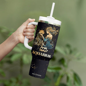 Aquarius Zodiac Tumbler With Handle Celestial Constellation Astrology Horoscope Galaxy TB02 Printyourwear