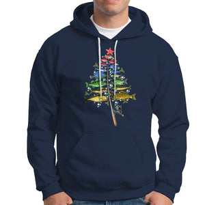 Aquatic Christmas Tree Fisherman Colorful Fish Hoodie TS09 Navy Printyourwear