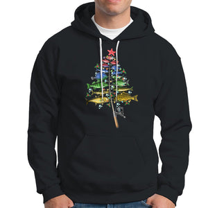 Aquatic Christmas Tree Fisherman Colorful Fish Hoodie TS09 Black Printyourwear