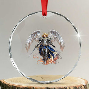 Archangel Saint Michael Warrior Crystal Glass Ornament Catholic Protection Gift TS12 Transparent Glass 3'' Circle Print Your Wear
