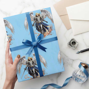 Archangel Saint Michael Warrior Wrapping Paper Roll Catholic Protection Gift TS12 Light Blue Print Your Wear