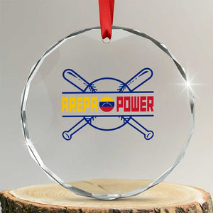 Arepa Power Baseball Crossed Bats Crystal Glass Ornament Funny Venezuelan Pride Gift for Latino Sports Fans TS02 Transparent Glass 3'' Circle Print Your Wear