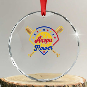Arepa Power Venezuela Baseball Lover Crystal Glass Ornament Venezuelan Pride TS11 Transparent Glass 3'' Circle Print Your Wear