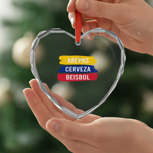 Arepas Cerveza Beisbol Venezuela Things Heart Crystal Glass Ornament Funny Latino Food Beer and Baseball Pride TS02 Print Your Wear