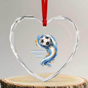 Argentina 2026 Soccer Fan Heart Crystal Glass Ornament Proud Football Flag Supporter