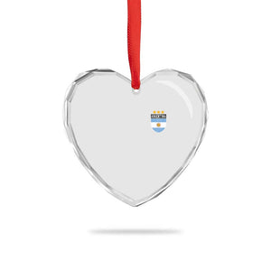 Argentina 3rd Star Vintage Argentine Football Crest Heart Crystal Glass Ornament