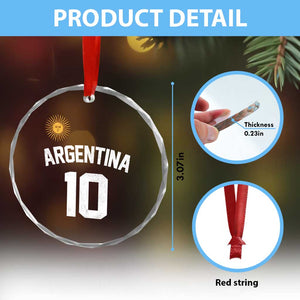 Argentina Football Number 10 Jersey Style Crystal Glass Ornament Soccer Fan