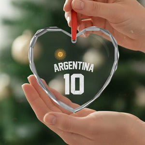 Argentina Football Number 10 Jersey Style Heart Crystal Glass Ornament Soccer Fan