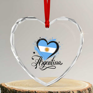 Argentina Heart Argentinian Flag Sun of May Patriotic Heart Crystal Glass Ornament
