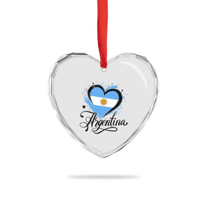 Argentina Heart Argentinian Flag Sun of May Patriotic Heart Crystal Glass Ornament