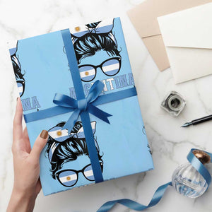 Argentina Messy Bun Proud Argentinian Flag Wrapping Paper Roll TS14 Light Blue Print Your Wear